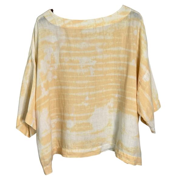 Pure J. Jill Linen Top L Tangerine Orange Shibori Dyed Kimono Oversized Boxy - Picture 6 of 9